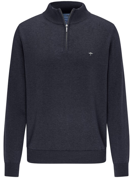 Fynch-Hatton Troyer Zip Superfine Cotton Trui Navy