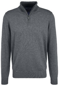 Fynch-Hatton Troyer Zip Superfine Cotton Trui Steel