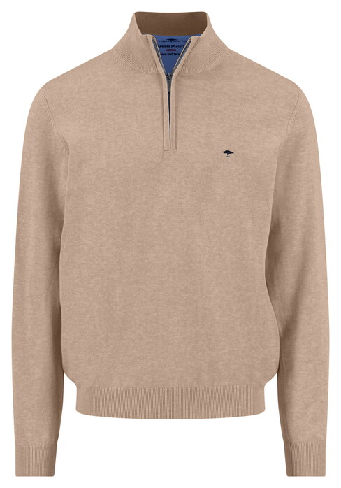 Fynch-Hatton Troyer Zip Superfine Cotton Trui Taupe