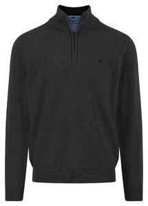 Fynch-Hatton Troyer Zip Superfine Cotton Trui Zwart