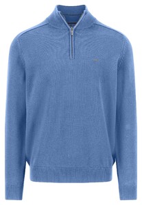 Fynch-Hatton Troyer-Zip Supersoft Cotton Trui Crystal Blue