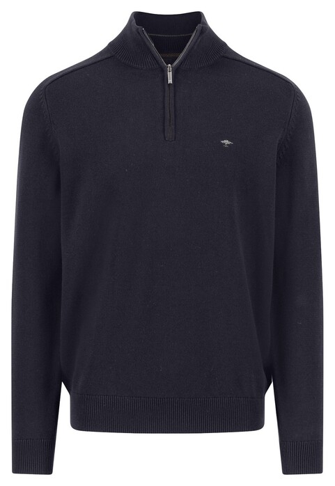 Fynch-Hatton Troyer-Zip Supersoft Cotton Trui Navy