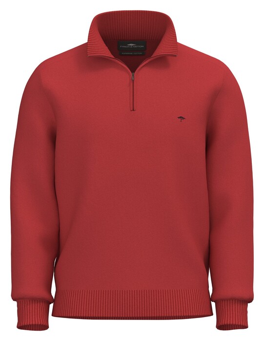 Fynch-Hatton Troyer Zip Supersoft Cotton Trui Poppy Red