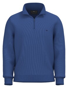 Fynch-Hatton Troyer Zip Supersoft Cotton Trui Strong Blue