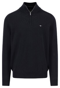 Fynch-Hatton Troyer-Zip Supersoft Cotton Trui Zwart