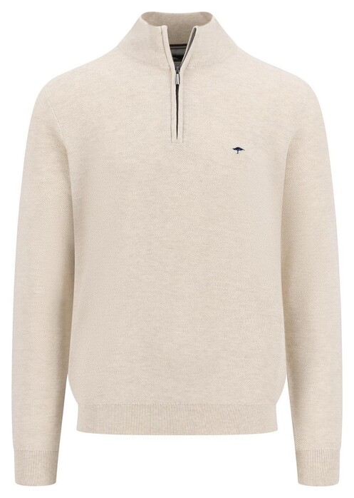 Fynch-Hatton Troyer Zip Uni Color Structure Trui New Off White