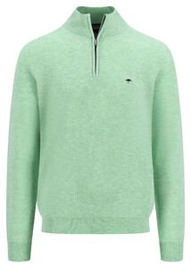 Fynch-Hatton Troyer Zip Uni Color Structure Trui Turf Green