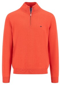 Fynch-Hatton Troyer Zip Uni Color Superfine Cotton Knit Trui Poppy Red