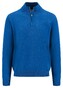 Fynch-Hatton Troyer Zip Uni Color Superfine Cotton Knit Trui Strong Blue
