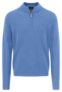 Fynch-Hatton Troyer Zip Winter Air Cotton Cashmere Trui Crystal Blue