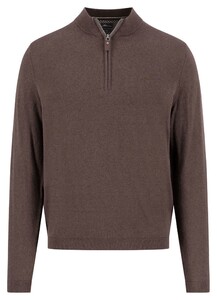 Fynch-Hatton Troyer Zip Winter Air Cotton Cashmere Trui Dark Chocolate