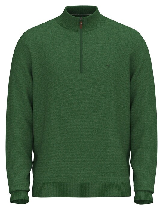 Fynch-Hatton Troyer Zip Winter Air Cotton Cashmere Trui Dark Fern