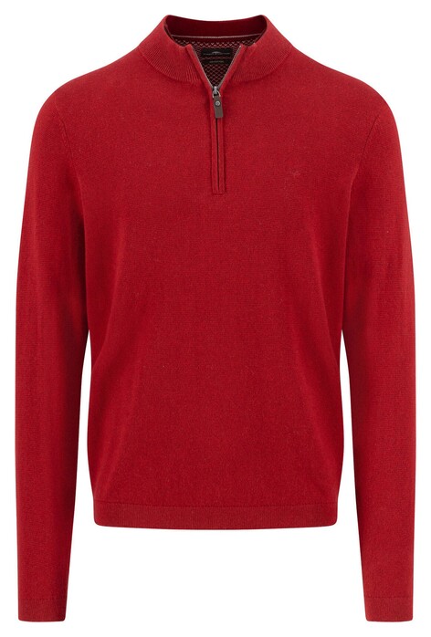Fynch-Hatton Troyer Zip Winter Air Cotton Cashmere Trui Garnet Red
