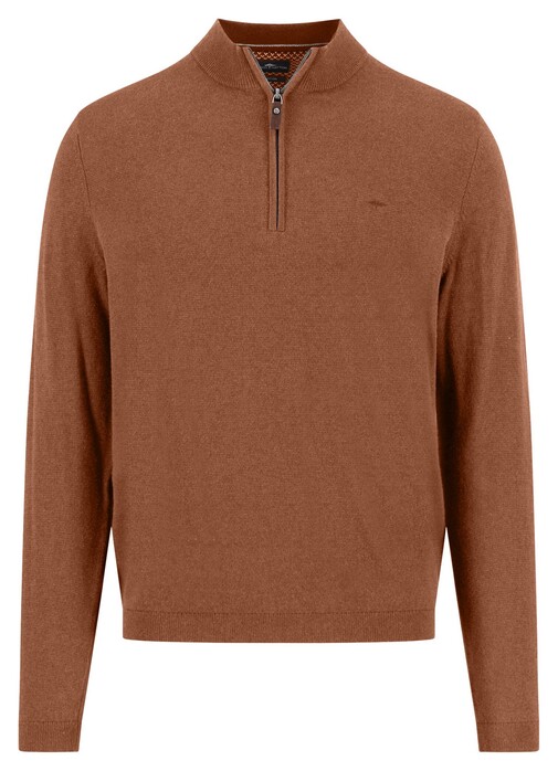 Fynch-Hatton Troyer Zip Winter Air Cotton Cashmere Trui Hazel