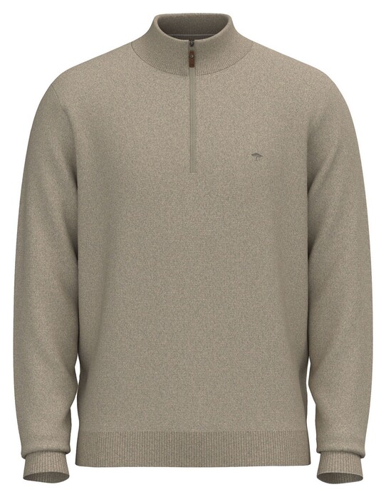 Fynch-Hatton Troyer Zip Winter Air Cotton Cashmere Trui Light Taupe