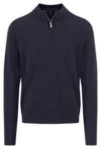 Fynch-Hatton Troyer Zip Winter Air Cotton Cashmere Trui Navy