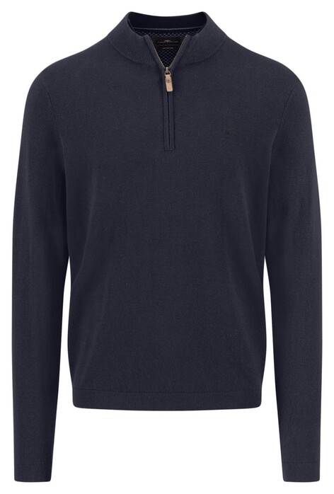 Fynch-Hatton Troyer Zip Winter Air Cotton Cashmere Trui Navy