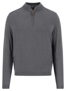 Fynch-Hatton Troyer Zip Winter Air Cotton Cashmere Trui Steel
