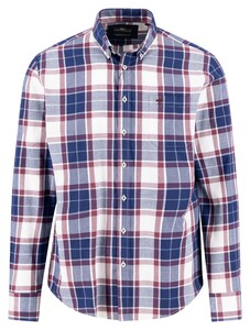 Fynch-Hatton Twill Check Button-Down Overhemd Deep Merlot-Blue