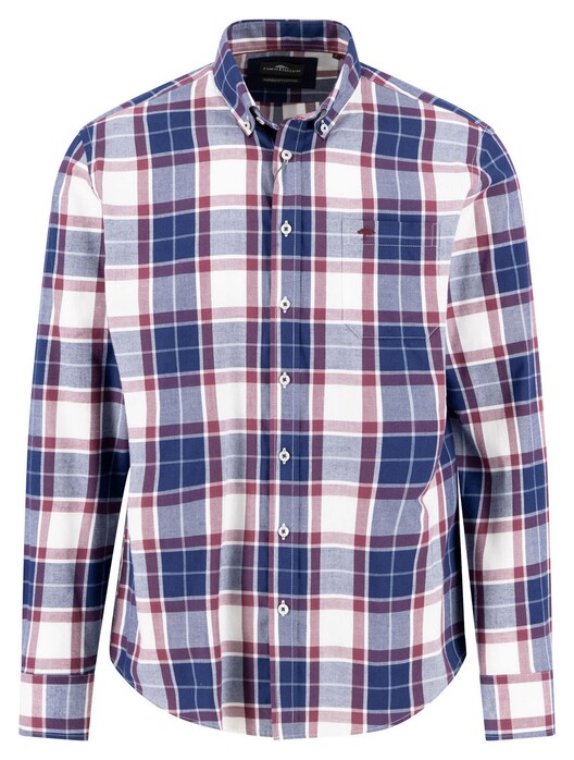 Fynch-Hatton Twill Check Button-Down Overhemd Deep Merlot-Blue