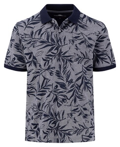 Fynch-Hatton Two-Tone Leaves Pattern Polo Navy