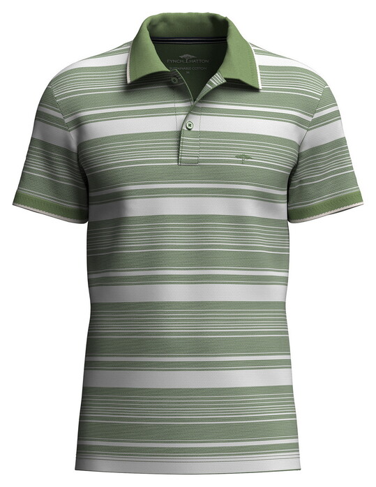 Fynch-Hatton Two-Tone Multi Striped Polo Avocado
