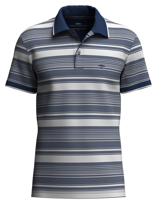 Fynch-Hatton Two-Tone Multi Striped Polo Midnight