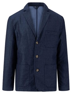 Fynch-Hatton Two-Tone Structure Blazer Cotton Linen Dark Navy