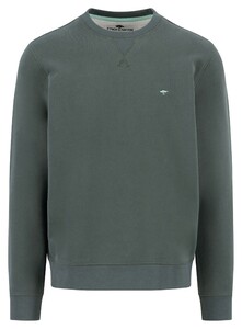 Fynch-Hatton Uni Color Cotton Sweat O-Neck Trui Dark Ivy