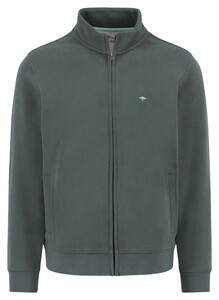 Fynch-Hatton Uni Color Cotton Sweat Stand-Up Zip Collar Vest Dark Ivy