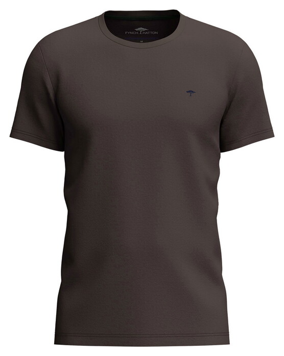 Fynch-Hatton Uni Color Crew Neck Cotton T-Shirt Dark Chocolate