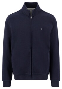 Fynch-Hatton Uni Color Full Zip Cotton Sweat Vest Navy