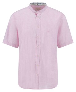 Fynch-Hatton Uni Color Linen Cotton Stand-Up Collar Shirt Light Peony