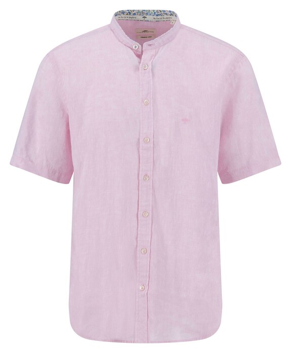 Fynch-Hatton Uni Color Linnen Cotton Stand-Up Collar Overhemd Light Peony