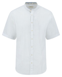 Fynch-Hatton Uni Color Linnen Cotton Stand-Up Collar Overhemd Wit