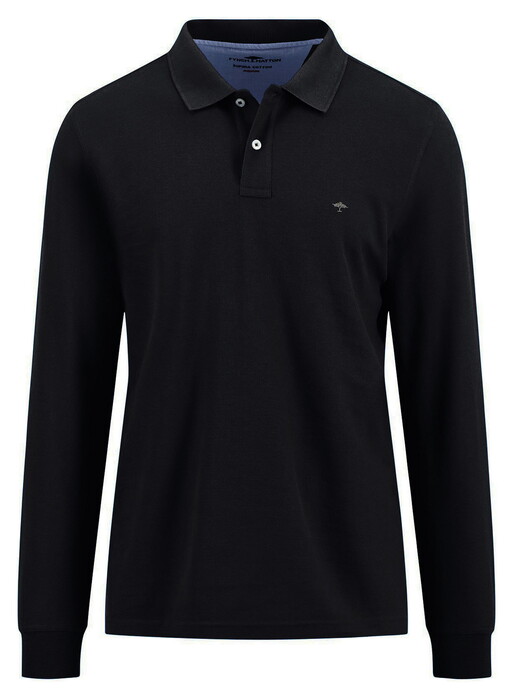Fynch-Hatton Uni Color Longsleeve Premium Supima Cotton Poloshirt Black