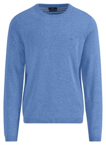 Fynch-Hatton Uni Color O-Neck Air Cotton CmiA Trui Crystal Blue