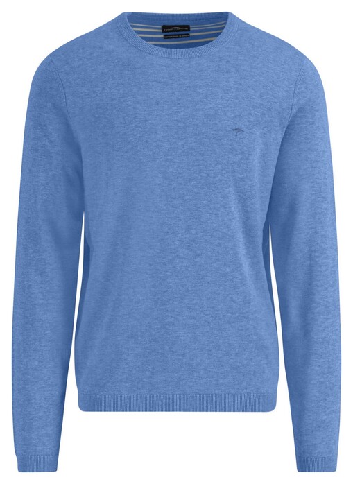 Fynch-Hatton Uni Color O-Neck Air Cotton CmiA Trui Crystal Blue