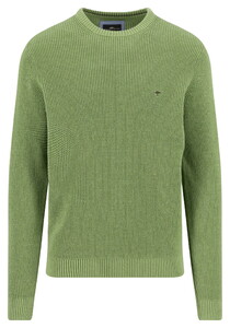 Fynch-Hatton Uni Color O-Neck Structure Supersoft Cotton Trui Avocado