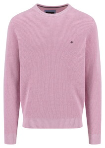 Fynch-Hatton Uni Color O-Neck Structure Supersoft Cotton Trui Magnolia