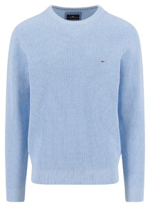 Fynch-Hatton Uni Color O-Neck Structure Supersoft Cotton Trui New Breeze