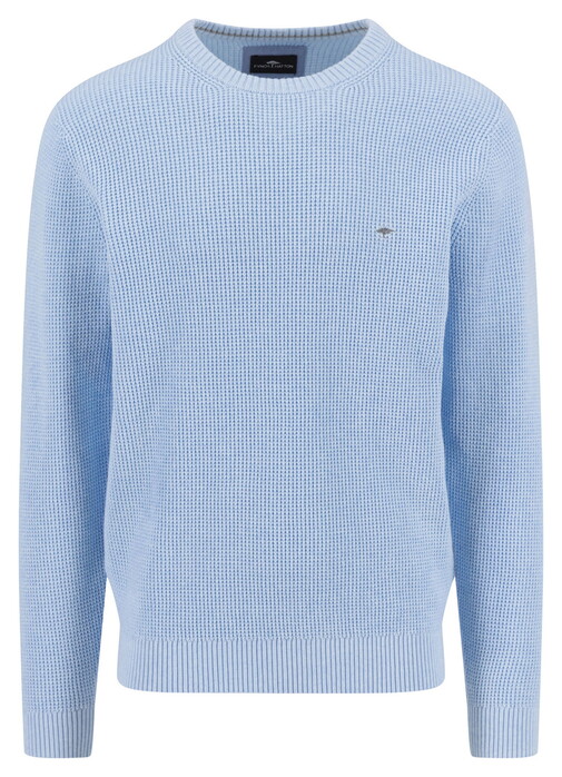 Fynch-Hatton Uni Color O-Neck Structure Supersoft Cotton Trui New Breeze