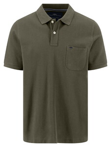 Fynch-Hatton Uni Color Premium Cotton Rounded Chest Pocket Polo Donker Khaki