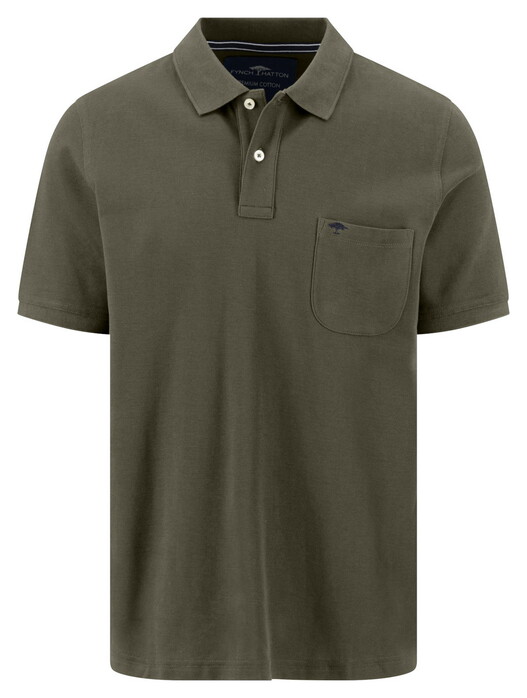 Fynch-Hatton Uni Color Premium Cotton Rounded Chest Pocket Polo Donker Khaki