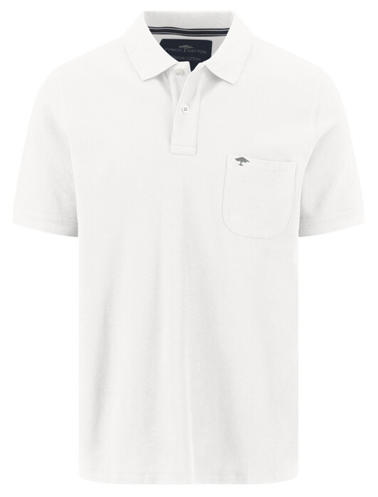 Fynch-Hatton Uni Color Premium Cotton Rounded Chest Pocket Polo Wit