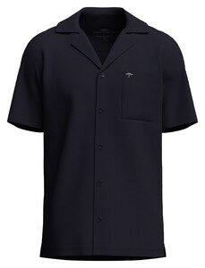 Fynch-Hatton Uni Color Premium Cotton Short Sleeve Resort Overhemd Navy