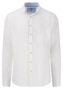 Fynch-Hatton Uni Color Premium Linen Button-Down Shirt White