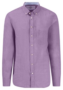 Fynch-Hatton Uni Color Premium Linnen Button-Down Overhemd Licht Paars