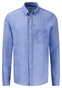 Fynch-Hatton Uni Color Premium Linnen Button-Down Overhemd Strong Blue