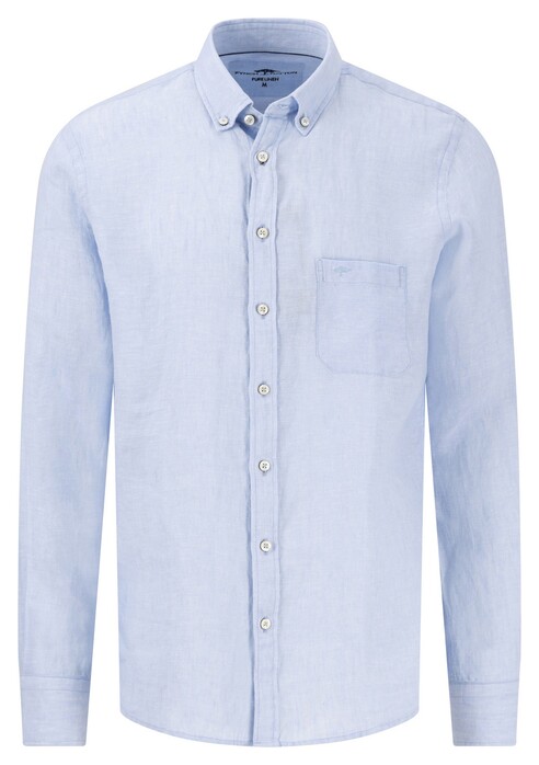 Fynch-Hatton Uni Color Premium Linnen Button-Down Overhemd Summer Breeze